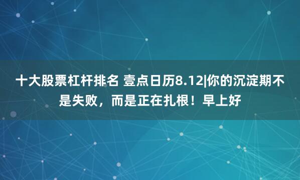 十大股票杠杆排名 壹点日历8.12|你的沉淀期不是失败，而是正在扎根！早上好