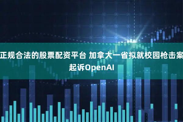 正规合法的股票配资平台 加拿大一省拟就校园枪击案起诉OpenAI